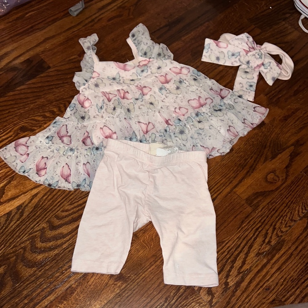 Mabel and honey butterfly to with legging and headband 12 months